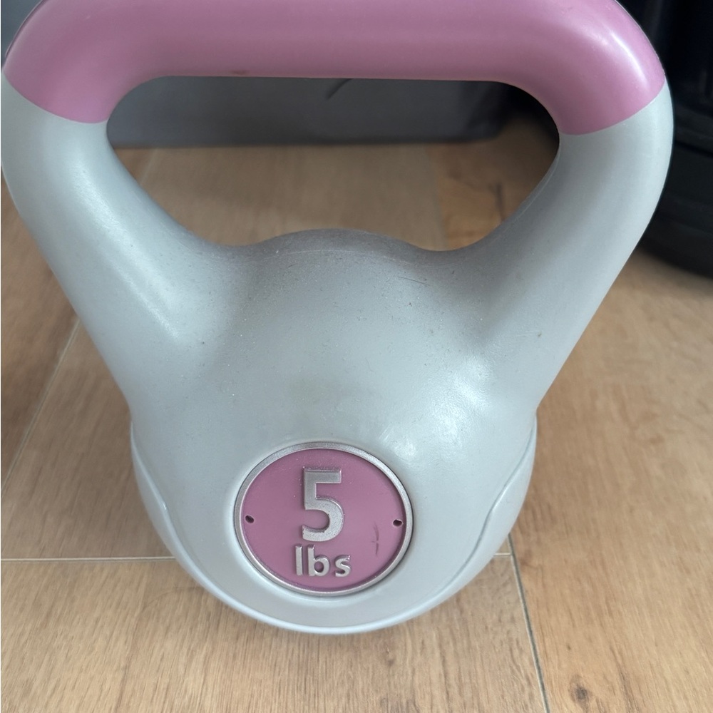 Kids Kettlebell Toy with Pink and Gray Design